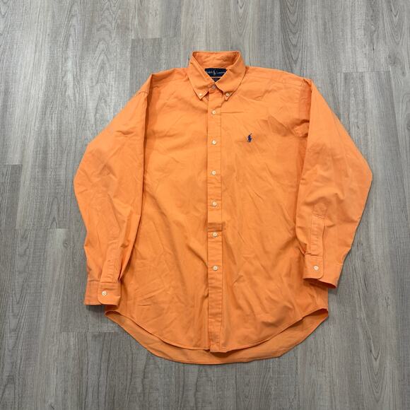 Vintage Polo Ralph Lauren Blake Button Down Shirt Men's Medium Orange Preppy 90s - Picture 2 of 7